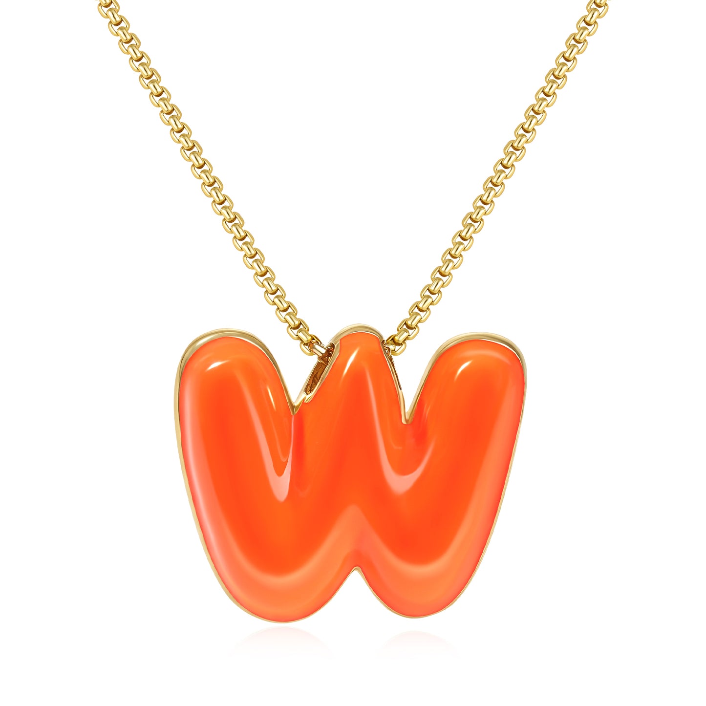 Bubble Letter Colorful Enamel Initial Necklace