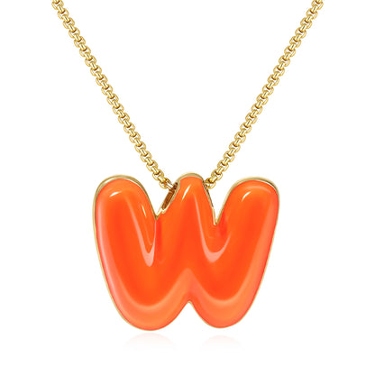 Bubble Letter Colorful Enamel Initial Necklace
