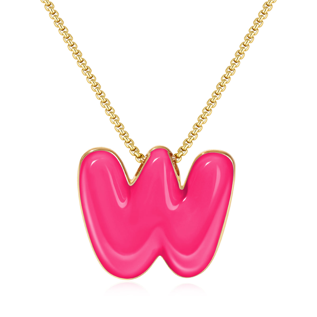 Bubble Letter Colorful Enamel Initial Necklace