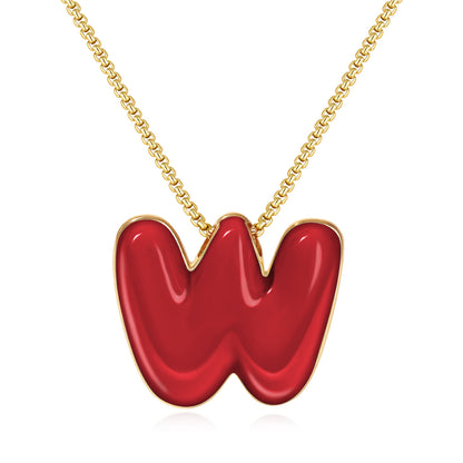 Bubble Letter Colorful Enamel Initial Necklace