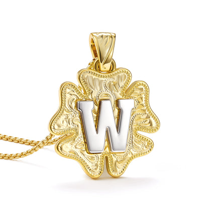 Flower Pendant Initial Necklace