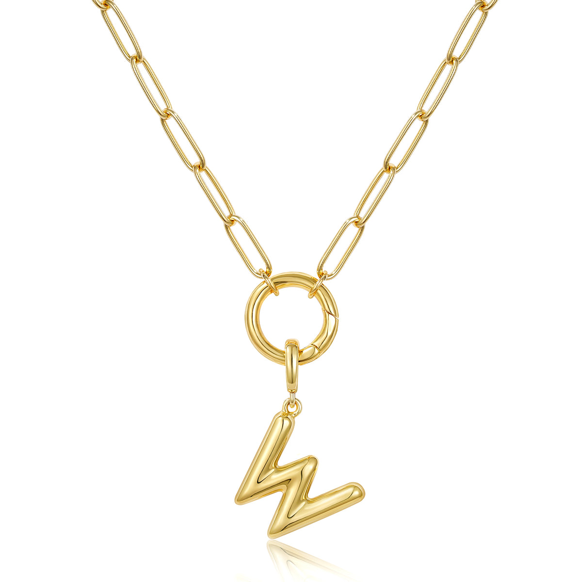 Gold Plated Initial Necklace with Removable Balloon Letter Pendant