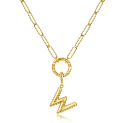 Gold Plated Initial Necklace with Removable Balloon Letter Pendant