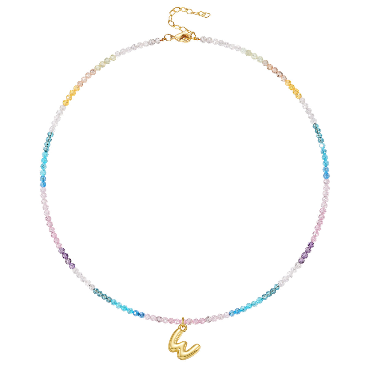 Beaded Bubble Letter Initial Pendant Necklace