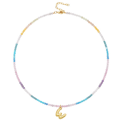 Beaded Bubble Letter Initial Pendant Necklace