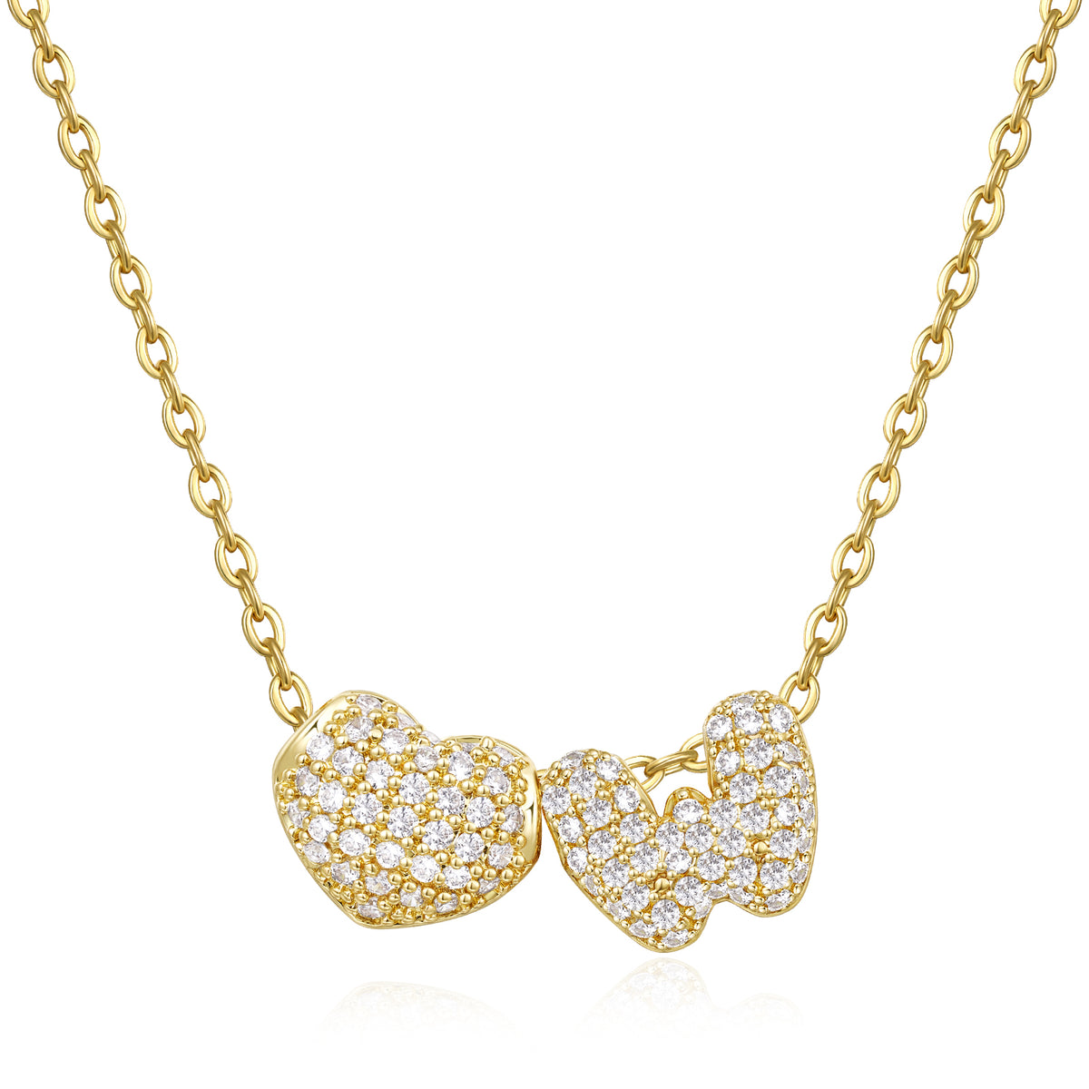 Bubble Heart Initial Necklaces