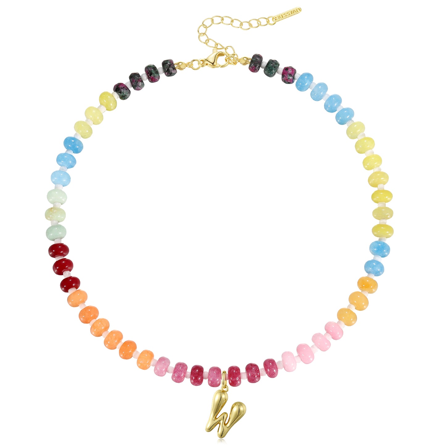 Colorful Beaded Choker Bubble Letter Pendant