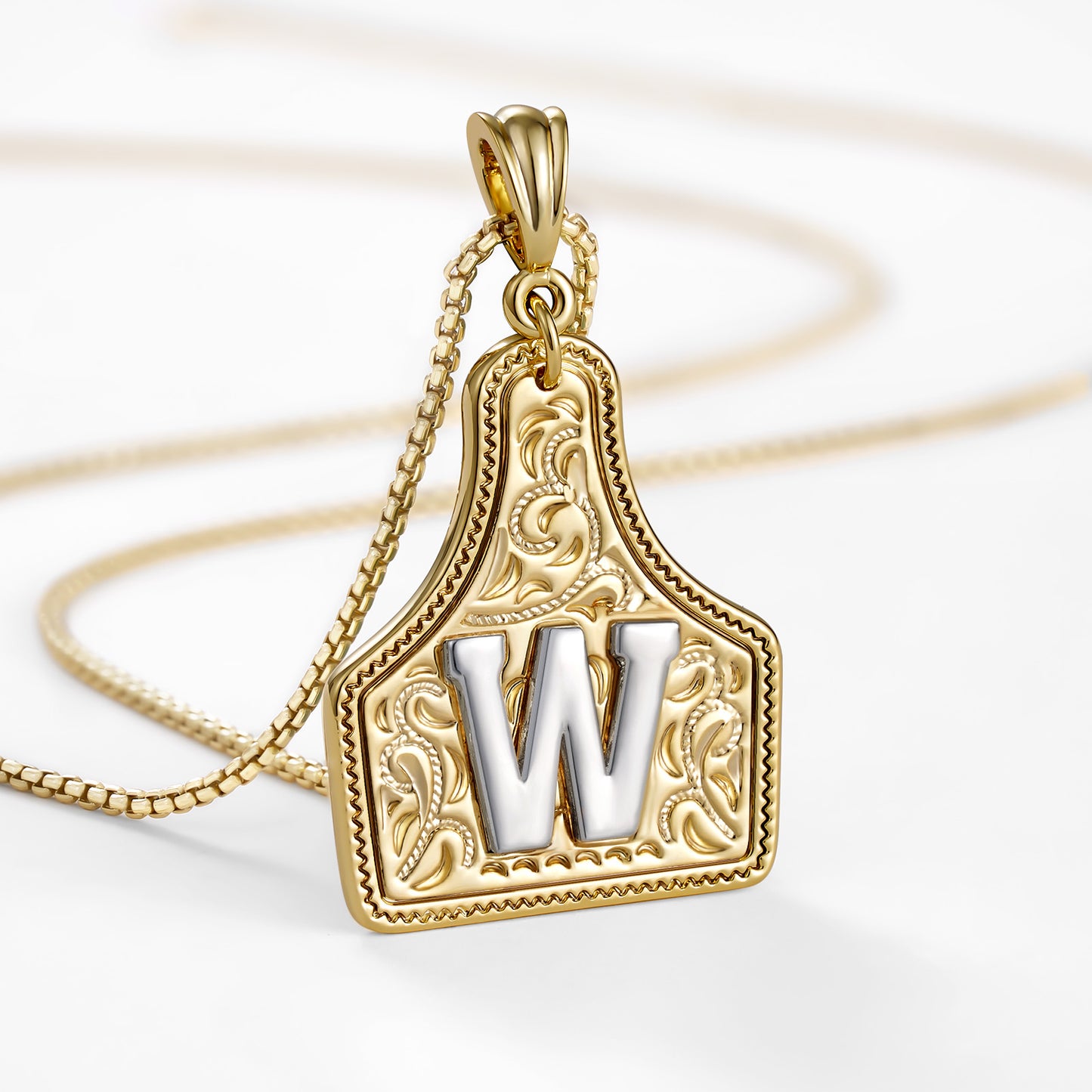 KISSYAN Letter Pendant CowTag Initial Necklace
