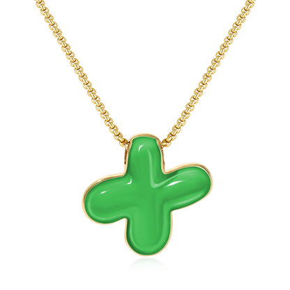 Bubble Letter Colorful Enamel Initial Necklace