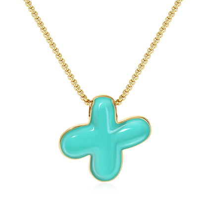 Bubble Letter Colorful Enamel Initial Necklace
