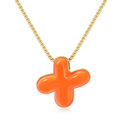 Bubble Letter Colorful Enamel Initial Necklace