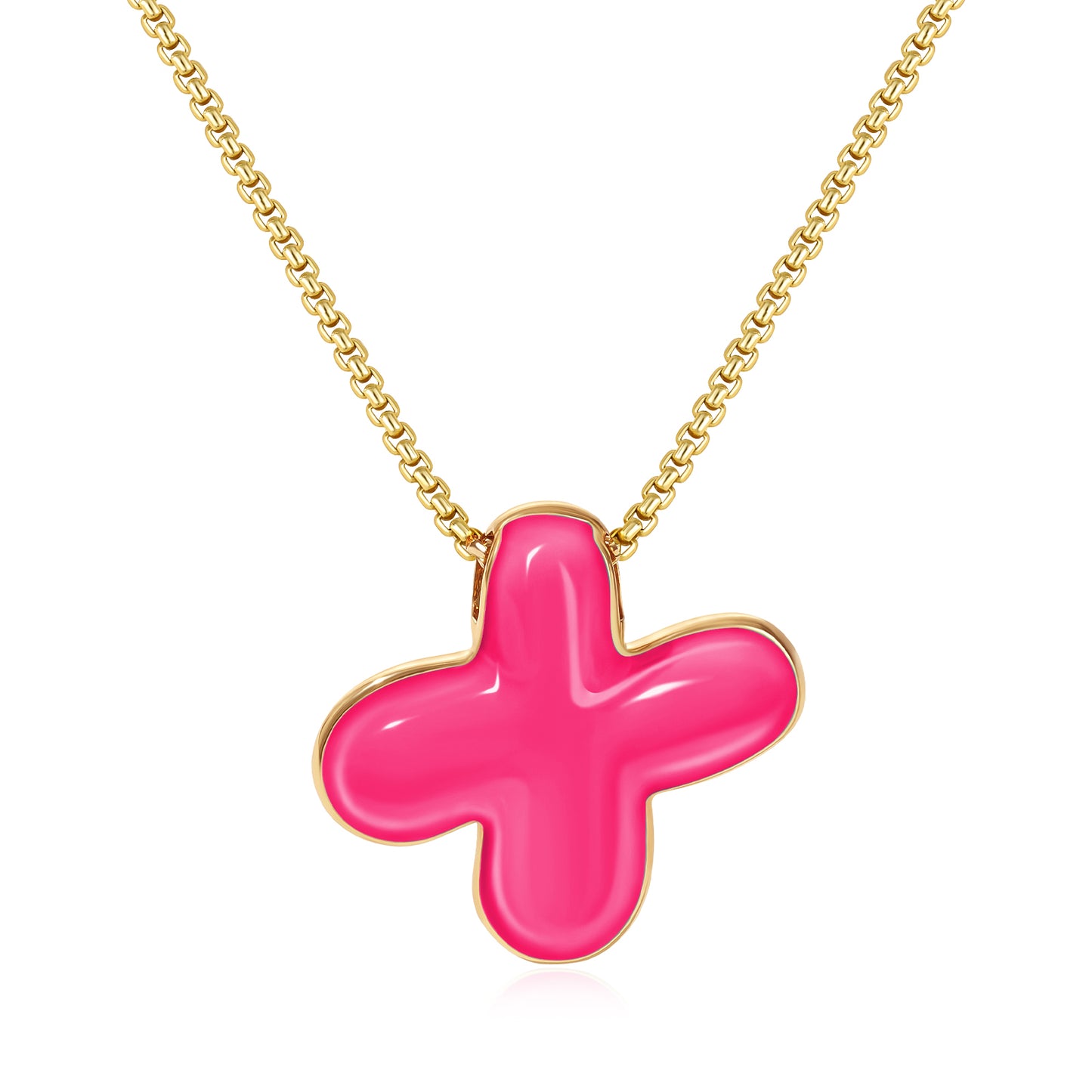 Bubble Letter Colorful Enamel Initial Necklace