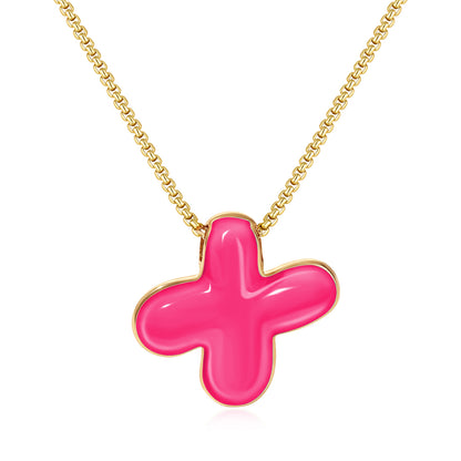 Bubble Letter Colorful Enamel Initial Necklace