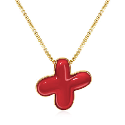 Bubble Letter Colorful Enamel Initial Necklace