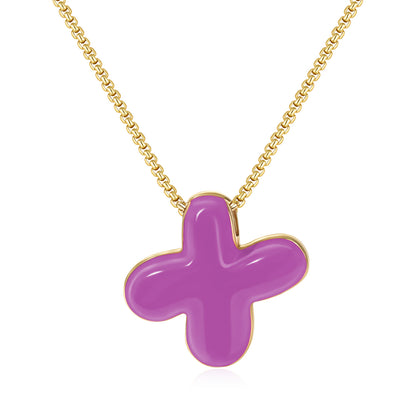 Bubble Letter Colorful Enamel Initial Necklace