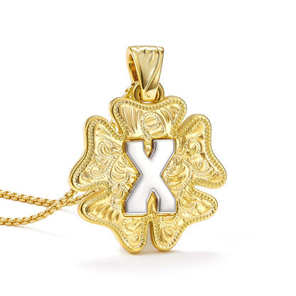 Flower Pendant Initial Necklace