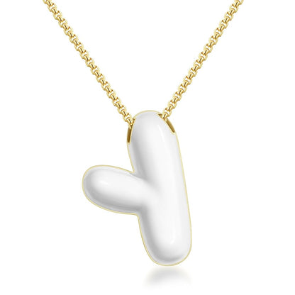 Bubble Letter Colorful Enamel Initial Necklace