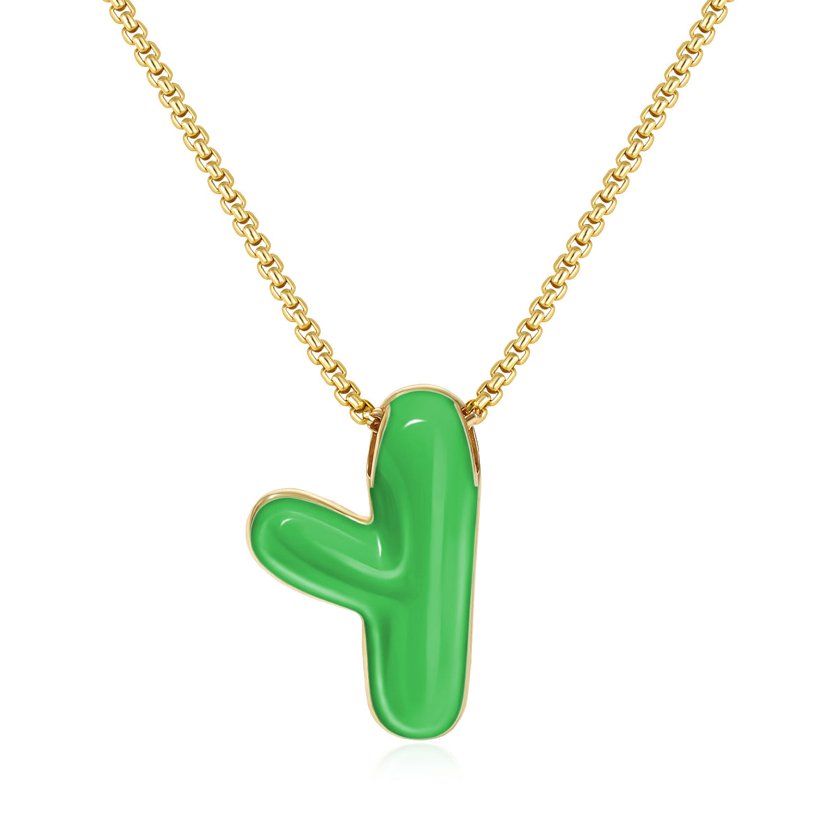 Bubble Letter Colorful Enamel Initial Necklace