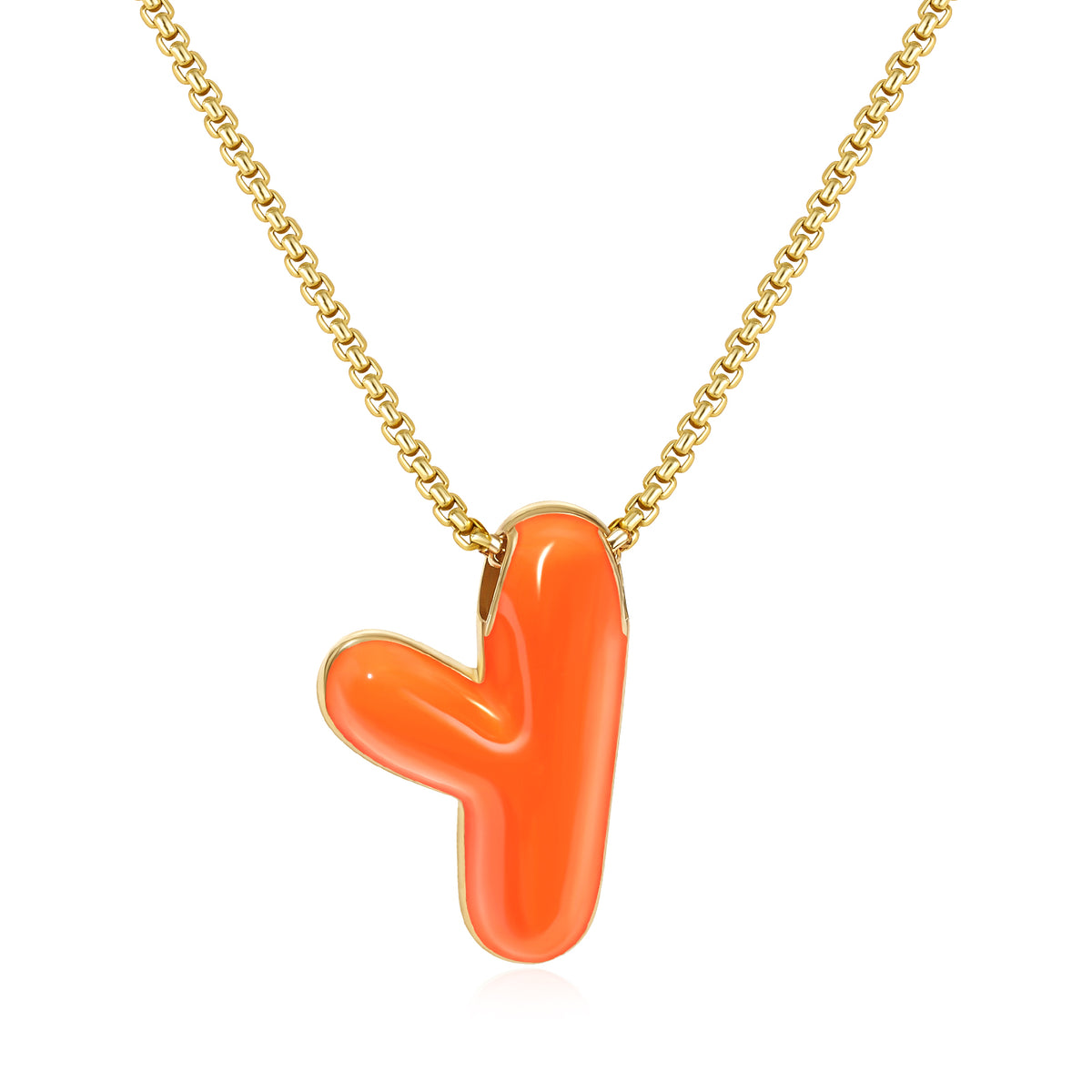 Bubble Letter Colorful Enamel Initial Necklace