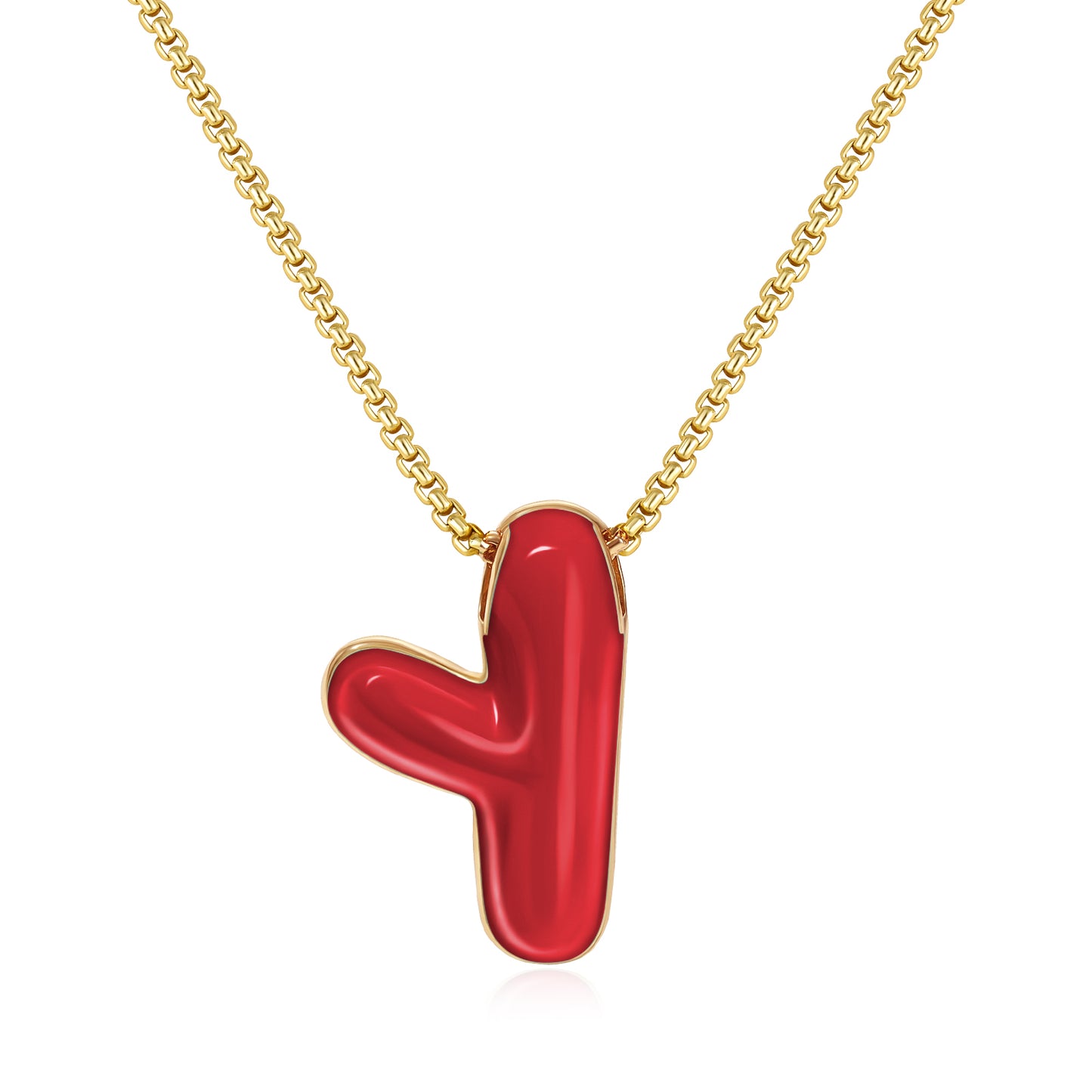 Bubble Letter Colorful Enamel Initial Necklace