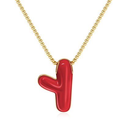 Bubble Letter Colorful Enamel Initial Necklace
