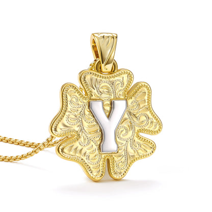 Flower Pendant Initial Necklace