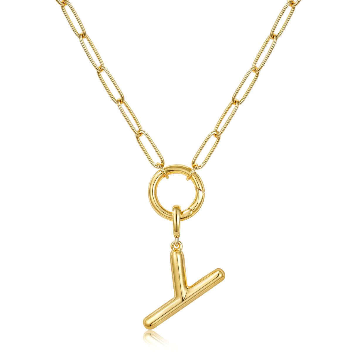 Gold Plated Initial Necklace with Removable Balloon Letter Pendant
