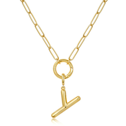 Gold Plated Initial Necklace with Removable Balloon Letter Pendant