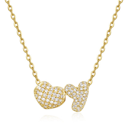 Bubble Heart Initial Necklaces