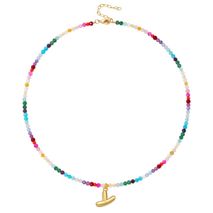 Beaded Bubble Letter Initial Pendant Necklace