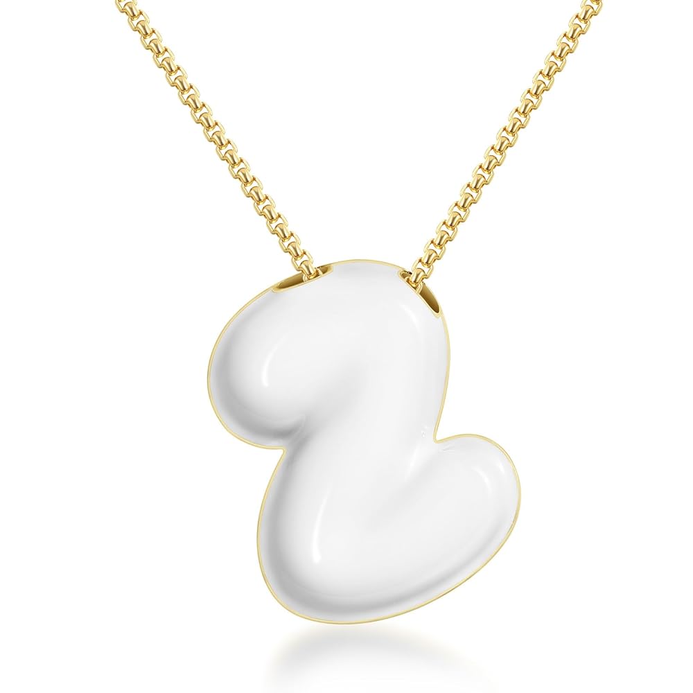 Bubble Letter Colorful Enamel Initial Necklace