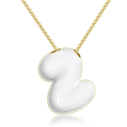 Bubble Letter Colorful Enamel Initial Necklace