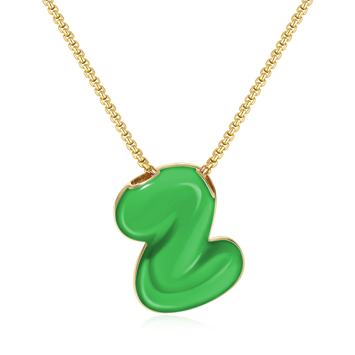 Bubble Letter Colorful Enamel Initial Necklace
