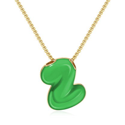 Bubble Letter Colorful Enamel Initial Necklace