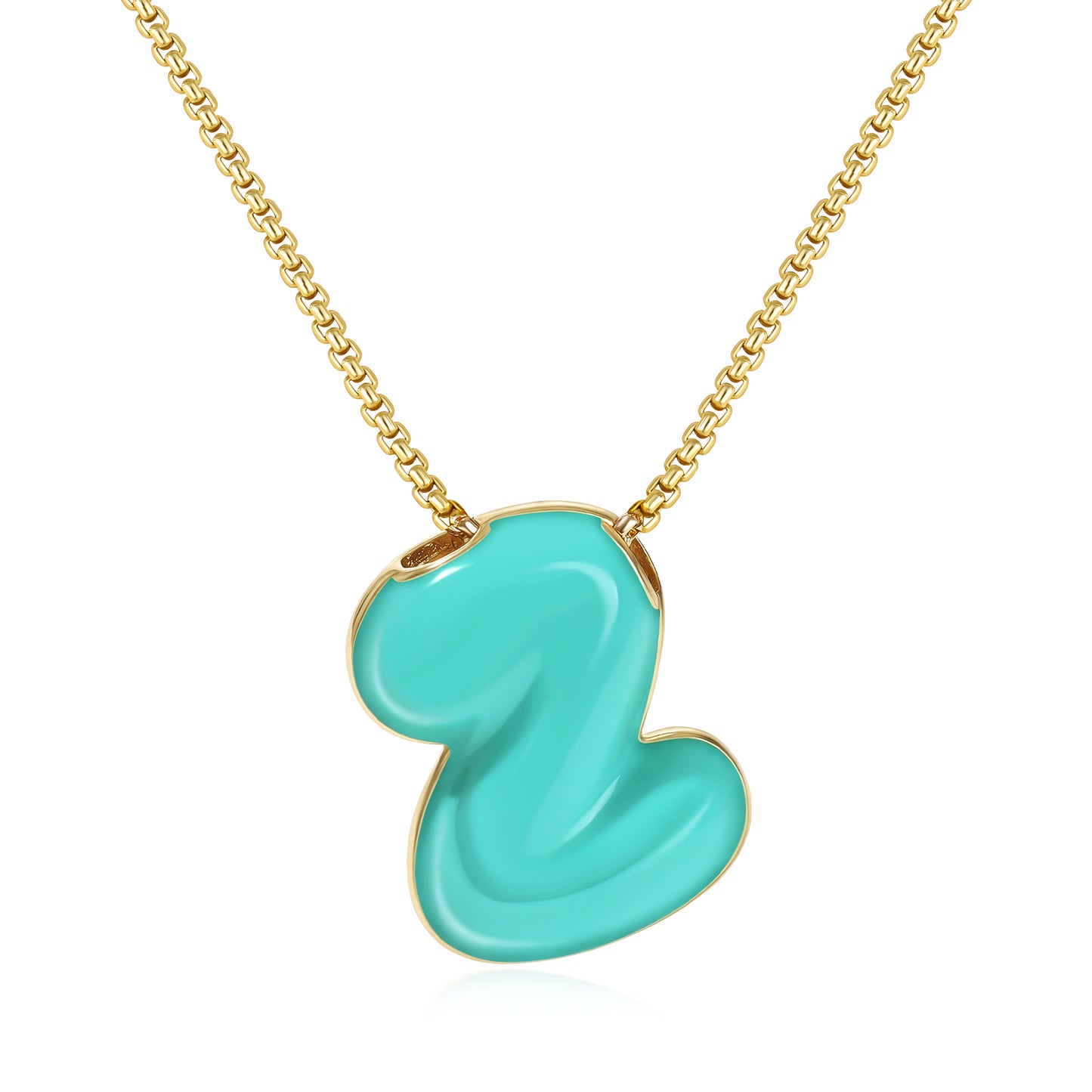 Bubble Letter Colorful Enamel Initial Necklace