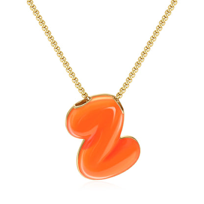 Bubble Letter Colorful Enamel Initial Necklace