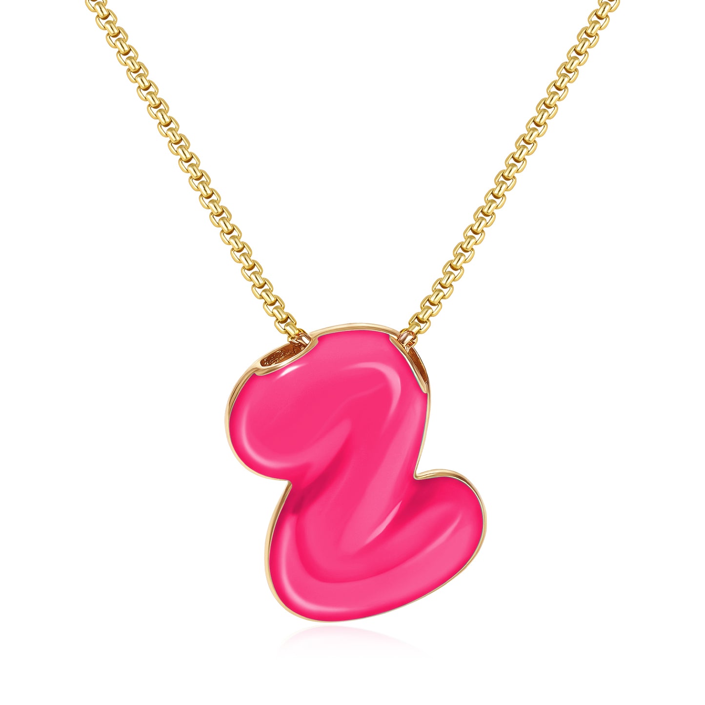 Bubble Letter Colorful Enamel Initial Necklace