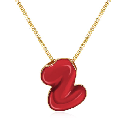 Bubble Letter Colorful Enamel Initial Necklace
