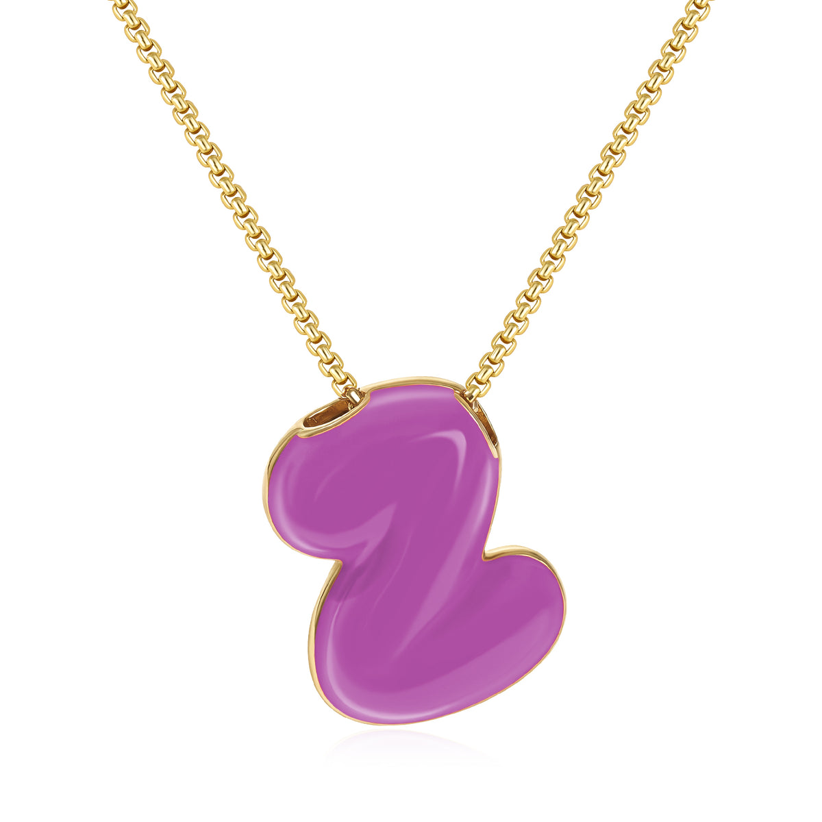 Bubble Letter Colorful Enamel Initial Necklace