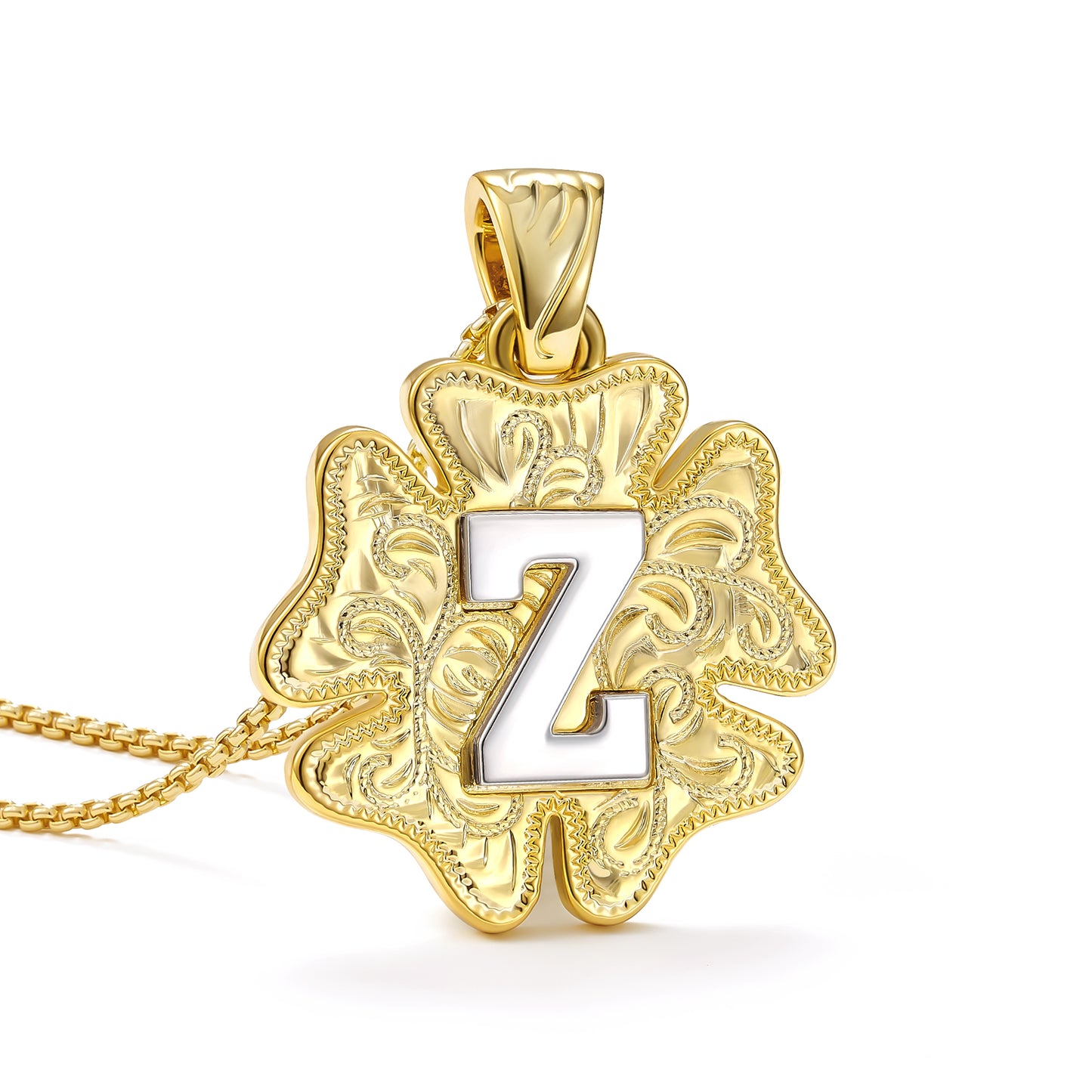 Flower Pendant Initial Necklace