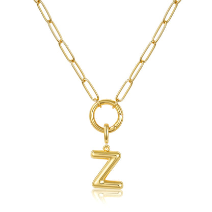 Gold Plated Initial Necklace with Removable Balloon Letter Pendant