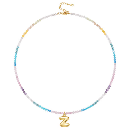 Beaded Bubble Letter Initial Pendant Necklace