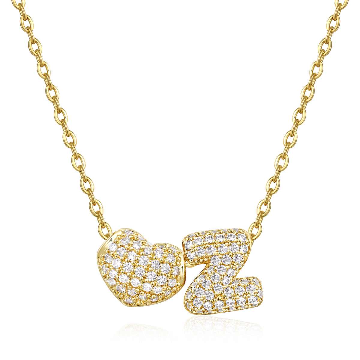 Bubble Heart Initial Necklaces