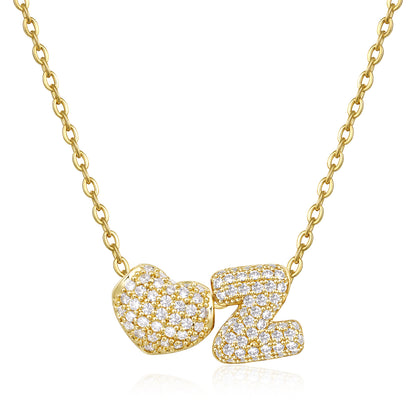 Bubble Heart Initial Necklaces