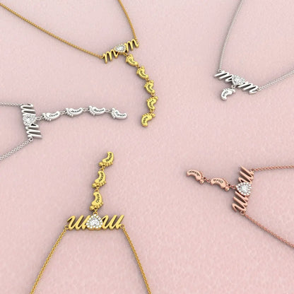 Personalized Baby Footprint Necklace for Mom with Custom Names