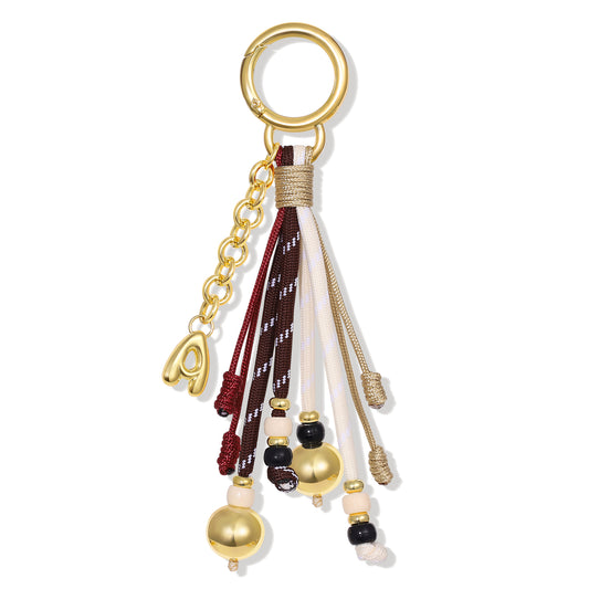 Initial Bag Charm Colorful Rope Puffy Letter Purse Keychain