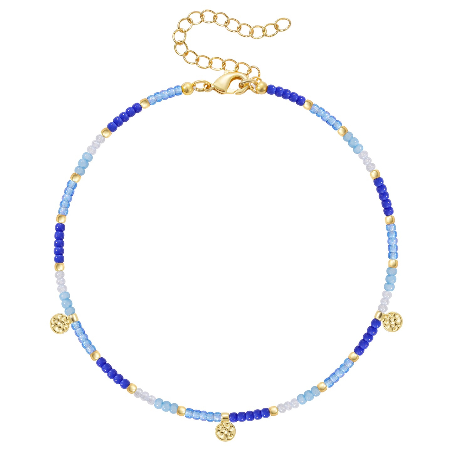 Beaded Ankle Bracelet with Charm, Waterproof Gift for Women