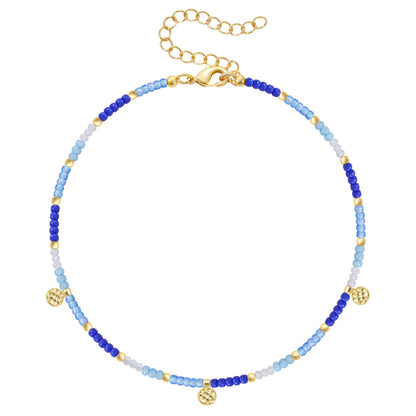 Beaded Ankle Bracelet with Charm, Waterproof Gift for Women