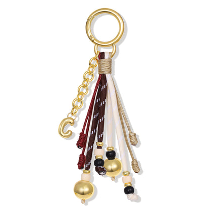 Initial Bag Charm Colorful Rope Puffy Letter Purse Keychain