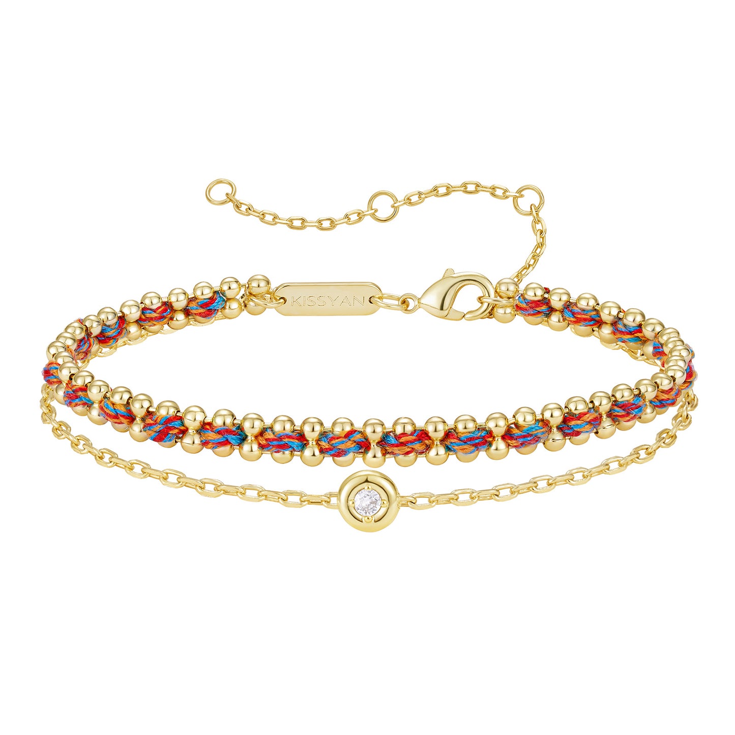 KissYan Adjustable Sports String  Stackable Bracelet 14K Gold Plated